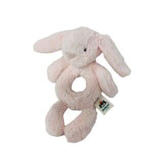 Jellycat Bashful Blush Bunny Rabbit Pink Plush Baby Ring Rattle Stuffed Toy